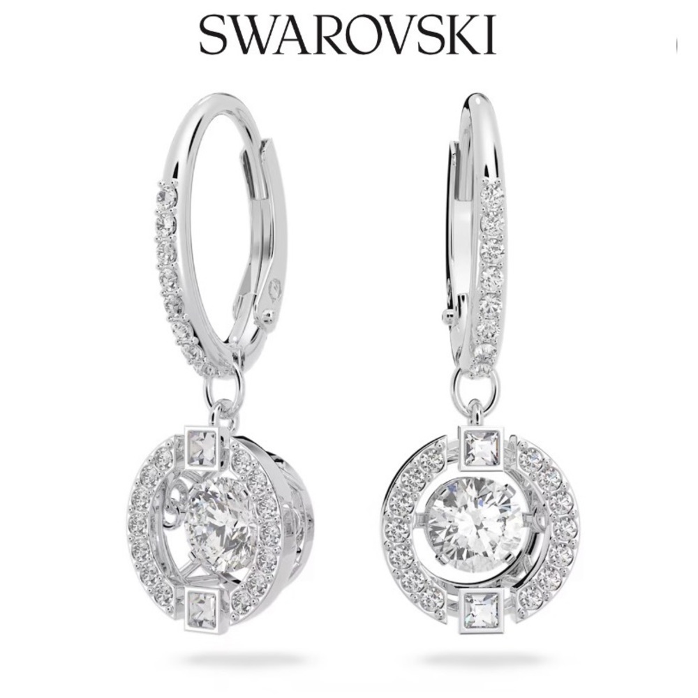 Swarovski Sparkling Dancing Round Cut Clear Drop Earrings